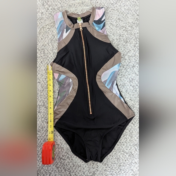 NWOT Next Womens (Medium) Front Zip Black & Metallic Racerback Bathing/Swim Suit - Picture 9 of 16
